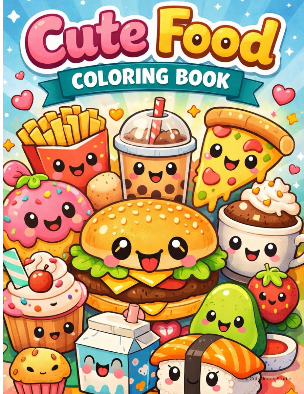Cute food coloring book