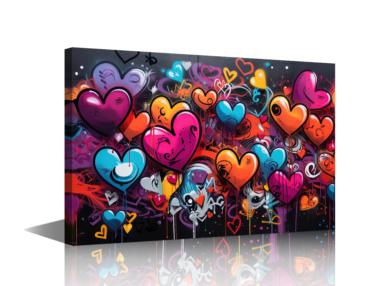 1 Pieces Graffiti Heart Pictures Wall Art Heart Pattern Poster Bathroom Decor Wall Art Abstract Heart Modern Home Decor Wall Decor for Bedroom Print on Canvas Ready to Hang (12" Wx18 H)