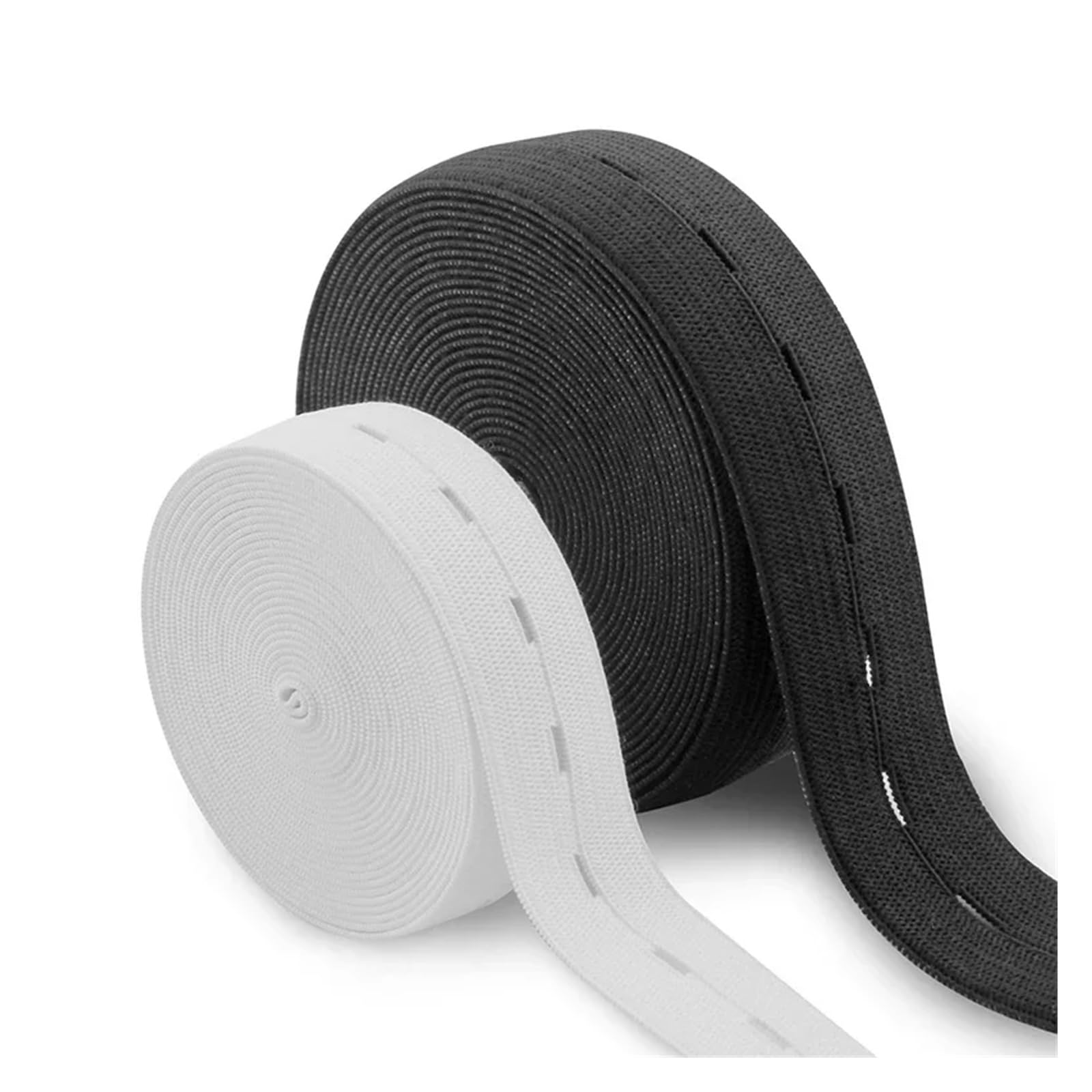 Cinta De Cinta Con Banda Elástica De Punto Con Ojal | 15/20/25/30mm hilo blanco negro correas elásticas artesanía accesorios de costura DIY 40 metros(25mm white 40meter)