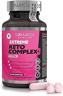 Extreme Keto Complex Max – K-Vitex™ Advanced Ketogenic Formula for Weight Loss - Fat Burner Diet Pills | Apple Cider Vinegar, MCT, Vitamins B12, B2, C, E & D3 – 30 Day Supply/Vegan Capsules