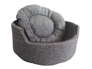Hiputee Jerry's Edition Super Soft Dual Round Dog/Cat Velvet Bed (Dark Grey and Black, Small)