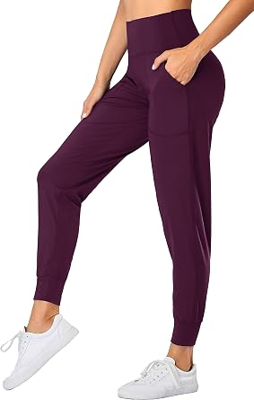 Oalka Womens Joggers High Waist Yoga Pockets Sweatpants