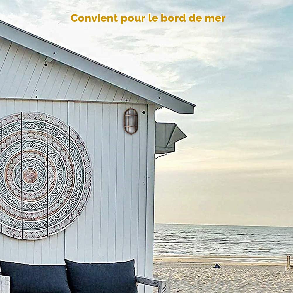 Lot de 2 Appliques Murales Extérieures Hublot Ovale, E27 60W Max IP54 | Lampe Murale Industrielle Rétro en Aluminium Éclairage Jardin Terrasse Garage