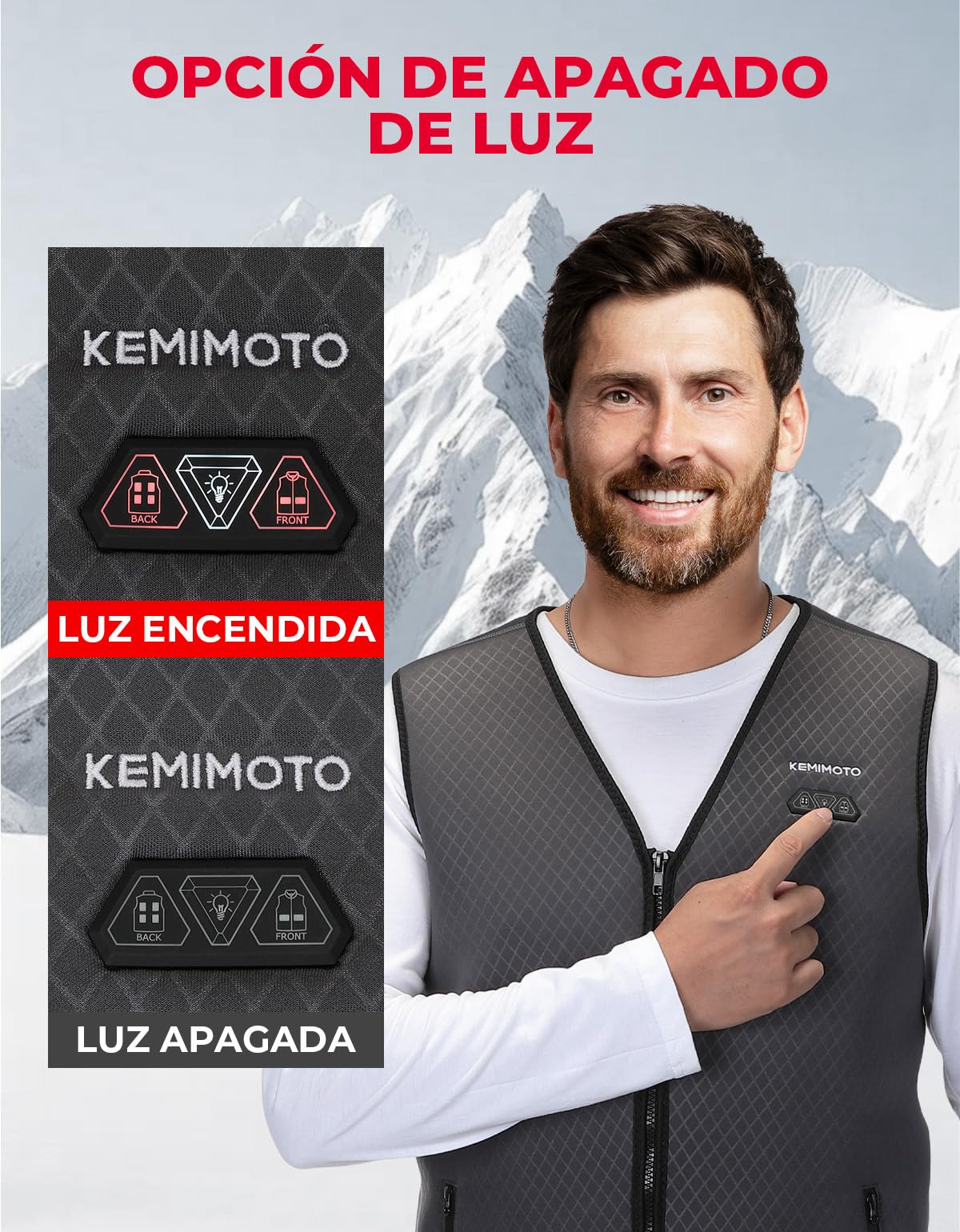 Chalecos Calefactables KEMIMOTO para Hombre 6 Zonas de Calor, Esquí Pesca Moto (Sin Batería)