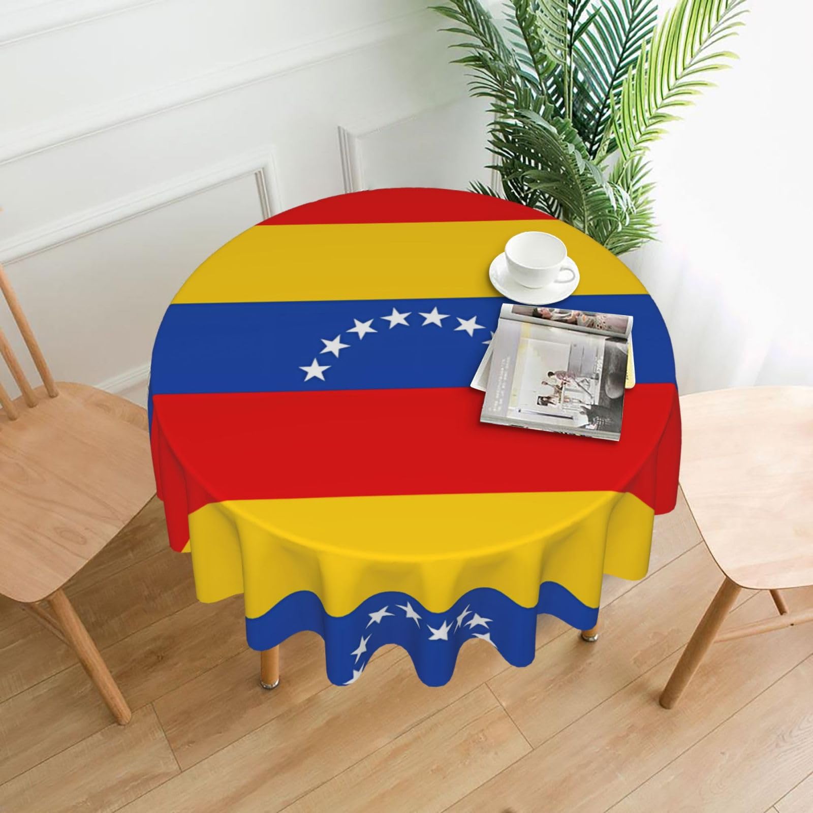 WHJDPP Flag of Venezuela Prints Round Table Throw 60 Inch - Waterproof Table Cover for Dining, Coffee Tables - Soft & Wrinkle Resistant Decorative Layer