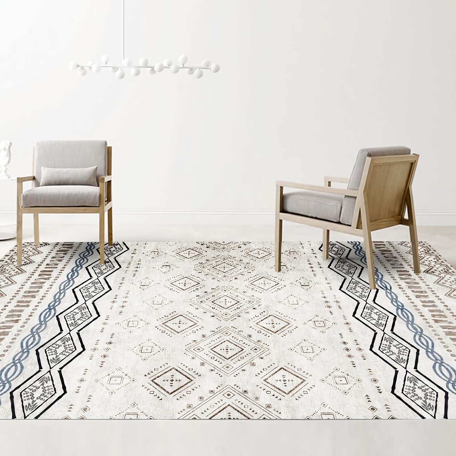Teppich babyzimmer deko deko babyzimmer Junge Blau braun beige modern marokkanisches geometrisches Design Balkon Teppich 180x250cm