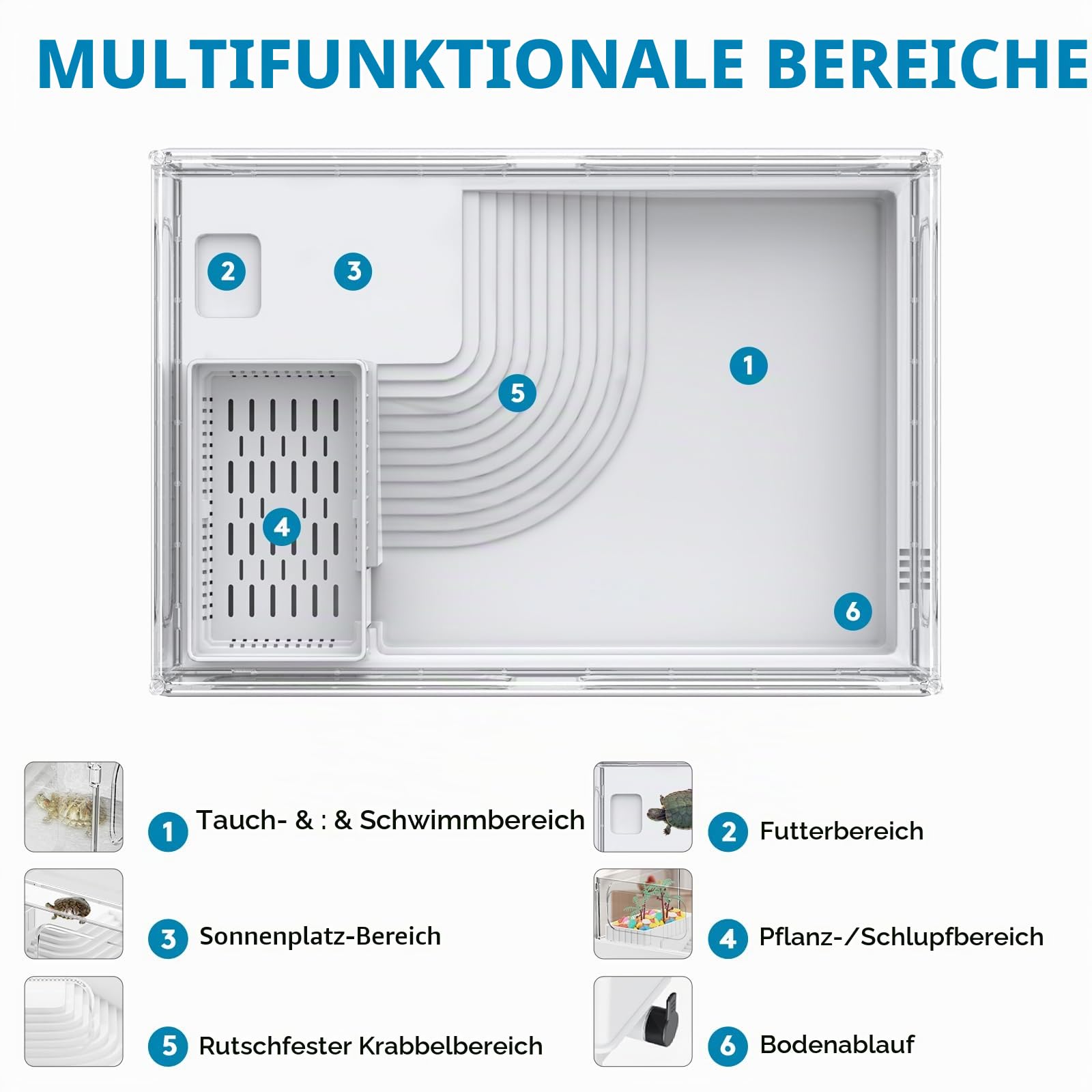Geegoods Schildkröten-Tank-Set, kleines Schildkröten-Tank-Starter-Set, Schildkröten-Aquarium mit Licht, Filter, farbigen Felsen, Bürste und kleine Pflanze für Schildkröten, Krebse, kleine Reptilien