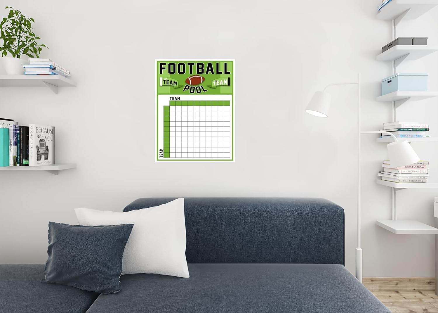 Football Squares Board 100 Party Decorations 2023 Pool Board Blocks Supplies Super Large Boxes Betting Game Bowl Score Themed Decor Wall Poster Cool Wall Decor Art Print Poster 24x36: Posters & Prints