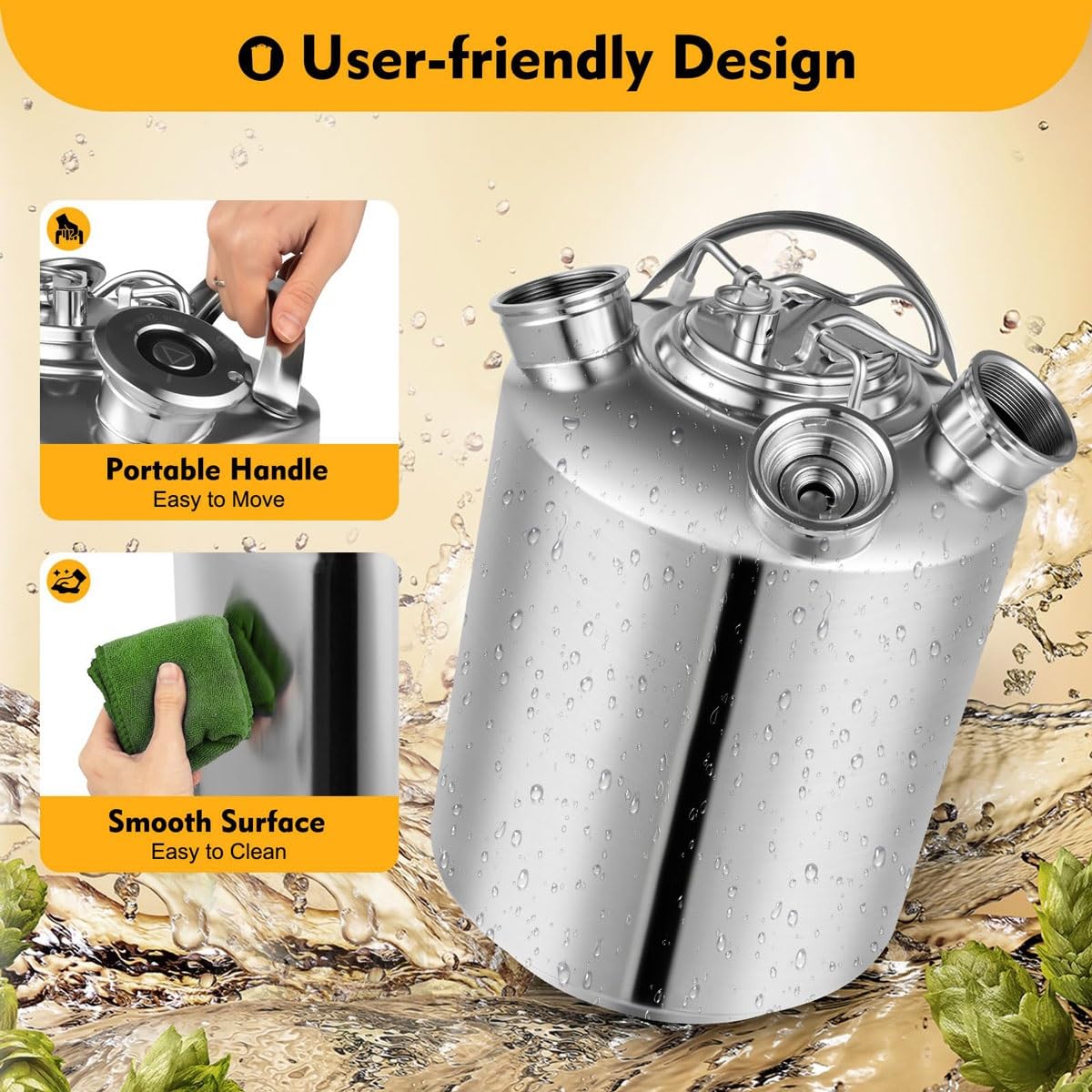 Kit de limpieza de línea de cerveza, recipiente de acero inoxidable con tapa para mantenimiento del dispensador del hogar, limpiador multifuncional