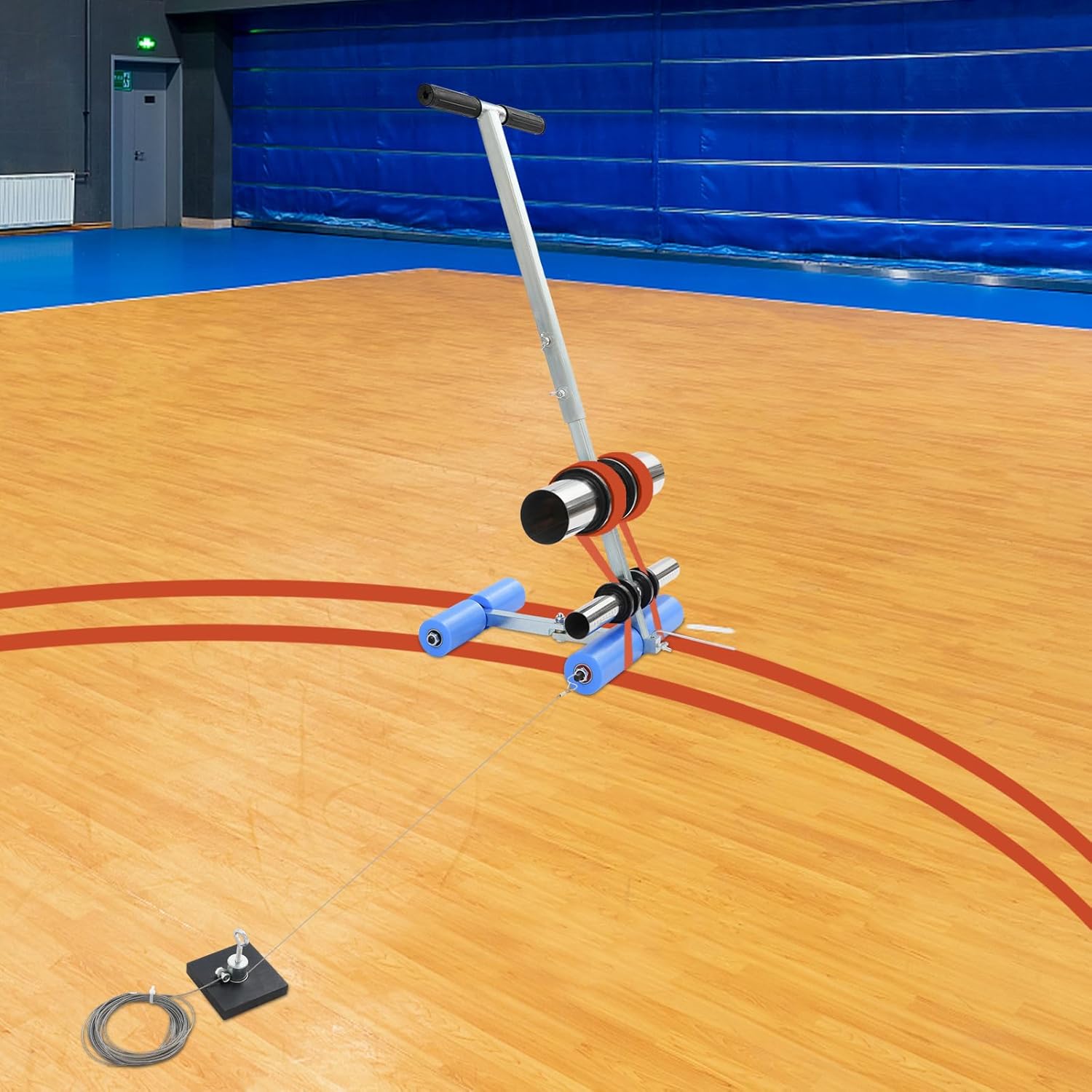 Line Striping Machine Hand Push Tape Applicator 5.51in Width Adjustable Height for Parking Lot Basketball Court Road with Circle Drawing Kit