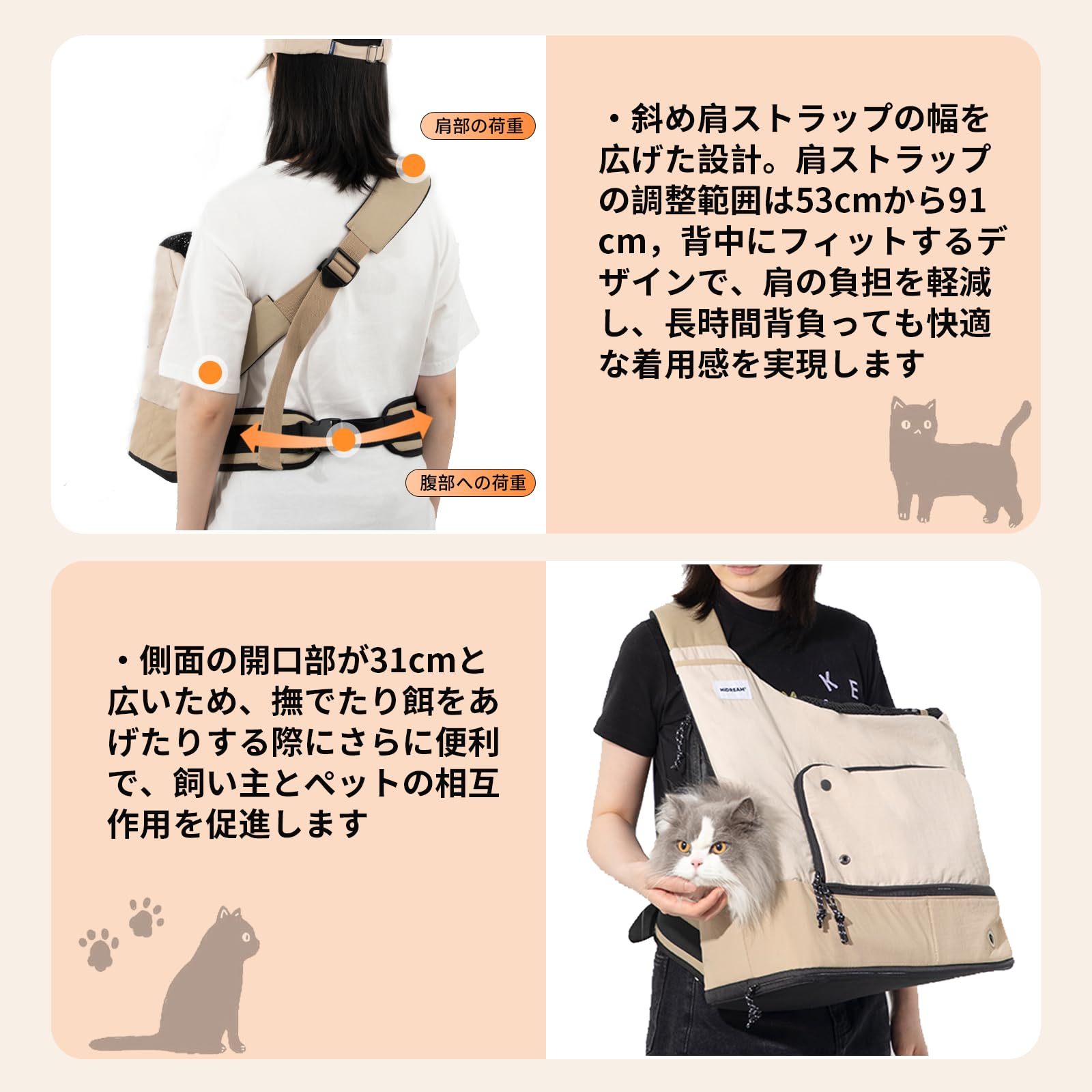 Amazon.co.jp: ペット スリング 小型犬 猫抱っこ紐 キャリーバッグ