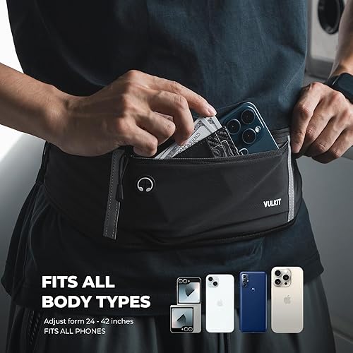 Miniatura 2 de VULKIT Cinturón delgado para correr para mujeres y hombres, soporte para teléfono celular para correr, riñonera de entrenamiento, bolsa de correr,
