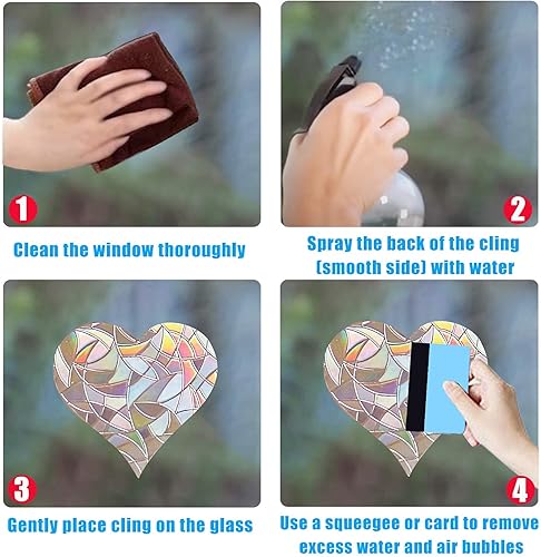 Miniatura 6 de STICKERGURU - 16 calcomanías de vinilo prismático no adhesivo para ventana, calcomanías de vinilo prismático no adhesivas, calcomanías de arco iris,