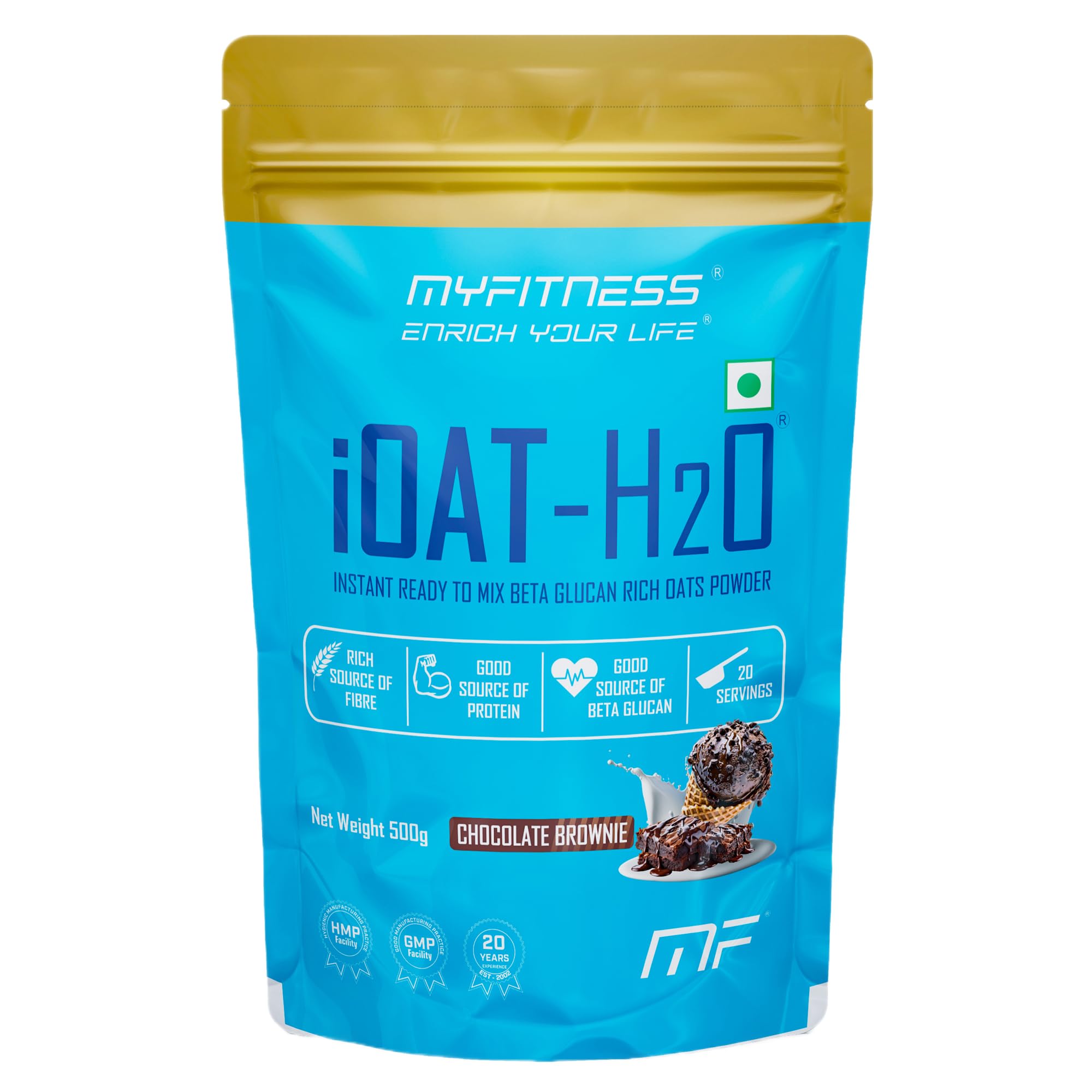 iOat H2O | Instant Ready To Mix Beta Glucan Rich Flavoured Oats Powder | Breakfast Cereals (500g (Pack Of 1), Chocolate Brownie)-image-25