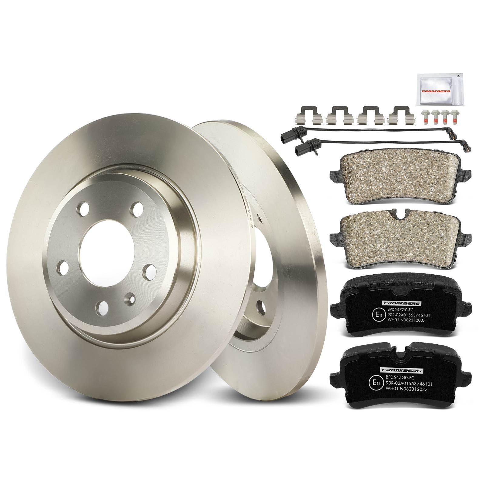 Frankberg Bremsensatz inkl. 2x Bremsscheiben + 4x Bremsbeläge Hinten Kompatibel mit A6 Avant 4G5 4GD A6 4G2 4GC A7 Sportback 4GA 4GF Replace# 4G0698451H,8K0615601M