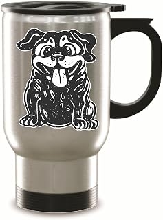 Gift for Pet Lovers Happy Puppy Sitting Down Design 14oz Steinless Steel Travel Mug