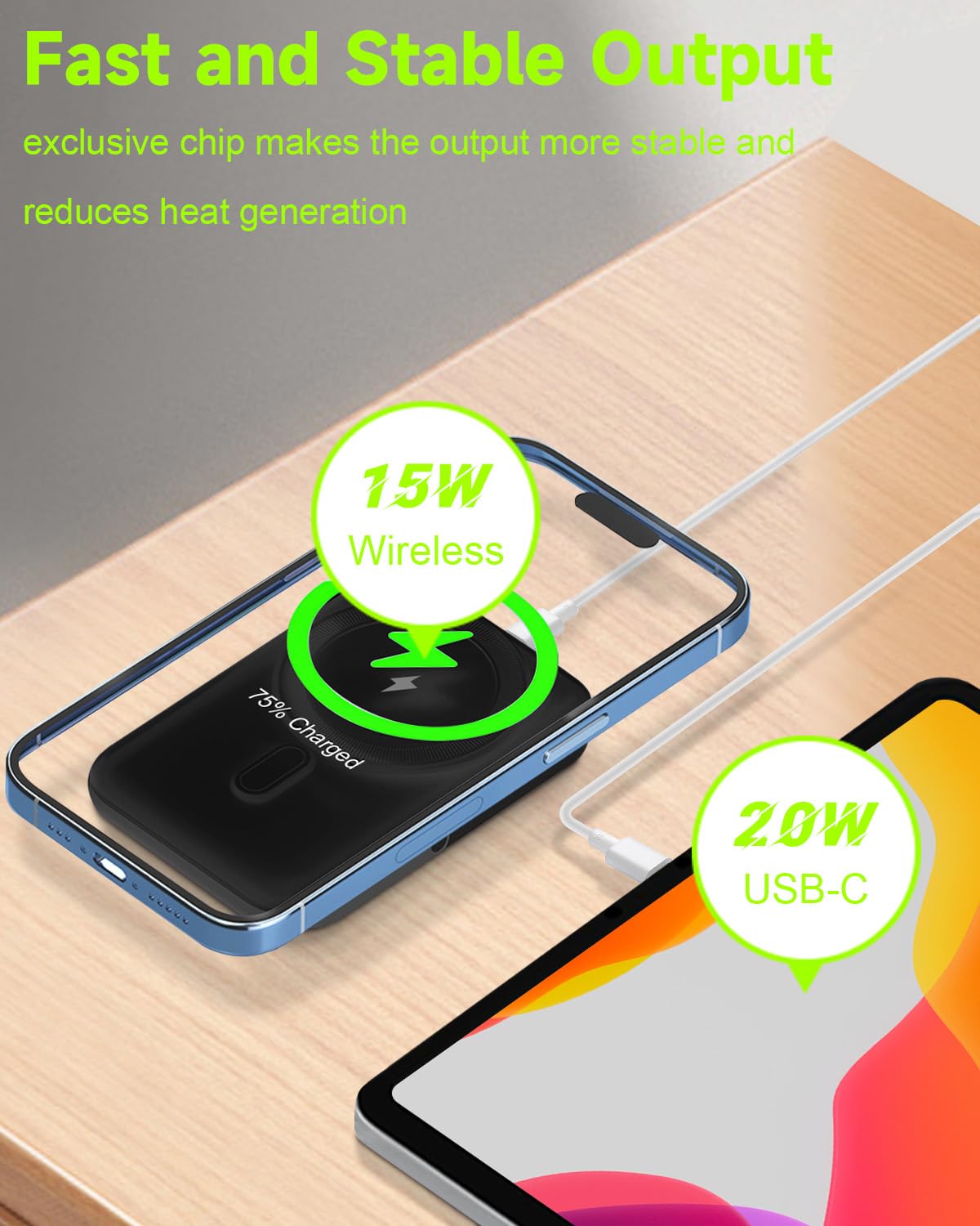 Gladgogo Power Bank Wireless Magnetica 10000 MAh - Display LED, MagSafe Per IPhone 17/16/15/14/13