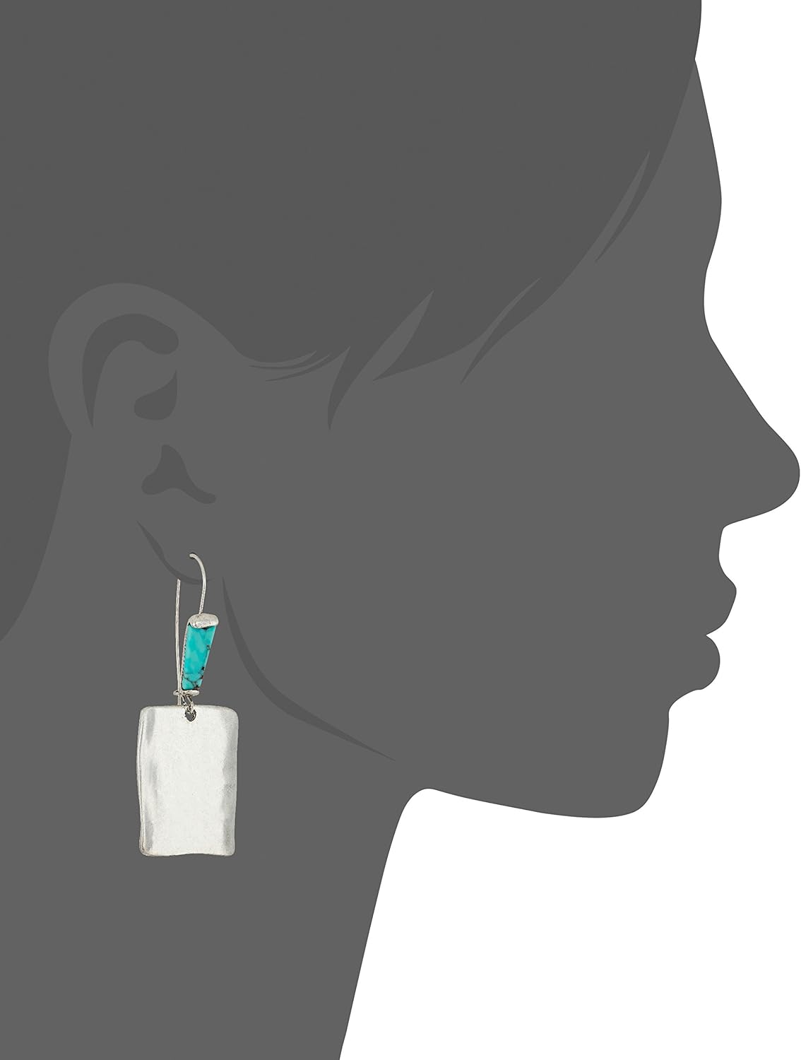 Robert Lee Morris Soho Womens Square Turquoise Stone Dangle Earrings, Turquoise/Silver 5 - Image 2