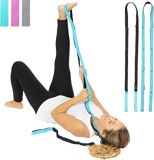 Vive Stretch Strap (75" - 10 Loops) - Leg Stretch Band to Improve Flexibility - Stretching Out Yoga Strap - Exercise and Physical Therapy Belt for Rehab, Pilates and Gymnastics with Guide Book