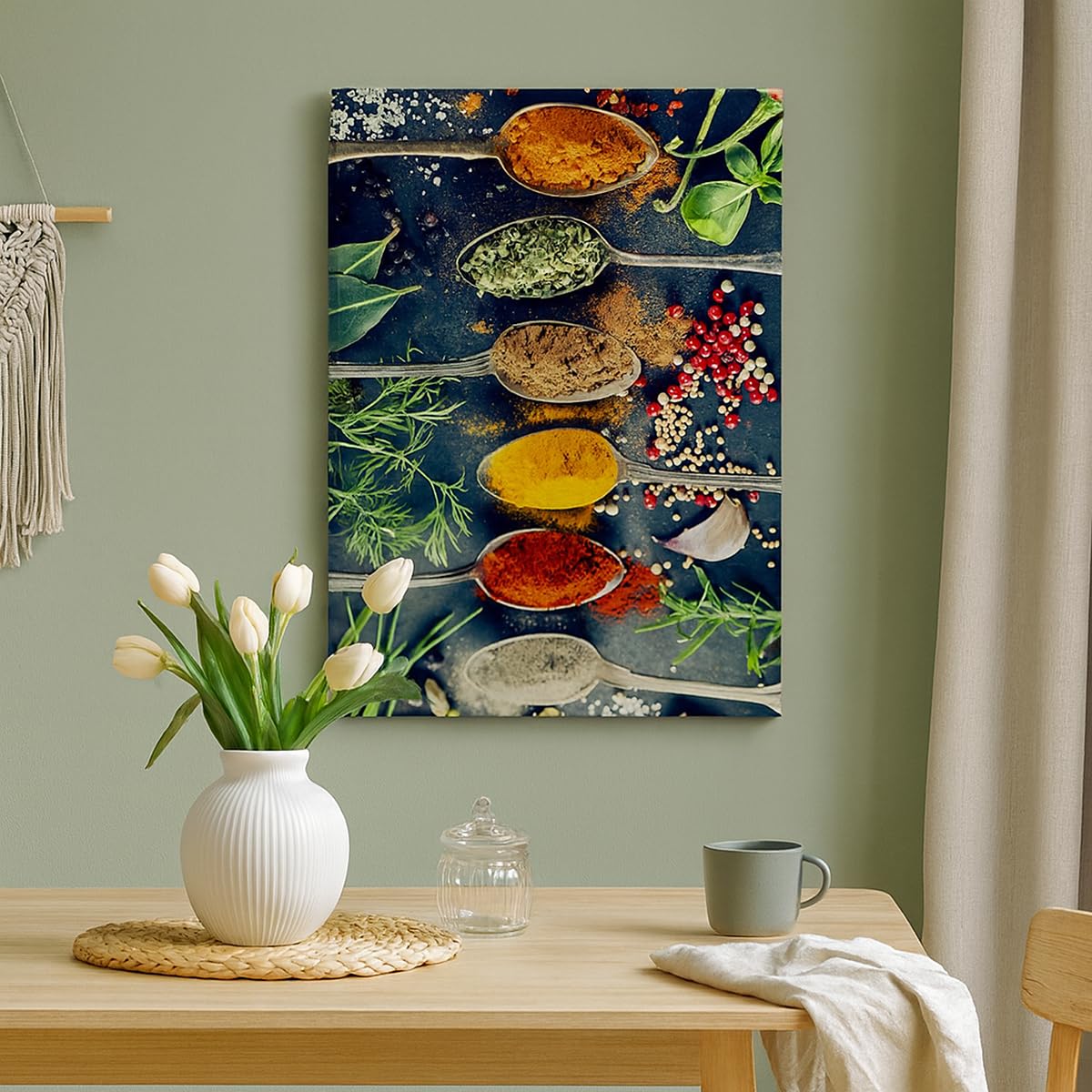 ARTTOR Bilder auf Leinwand 55x100 cm Wandbild Küche - 5213 | Gewürze Kräuter Vertikal Groß Wanddekoration Wohnzimmer Schlafzimmer Wandkunst Wanddeko Wand Kunstdruck Küche ARTTOR