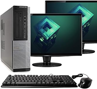 Dell Optiplex 7010 Desktop PC, Intel Core i5-3470 3.2 GHz, 8GB RAM, 500GB HDD, Keyboard/Mouse, WiFi, Dual 17" LCD Monitors (Brands Vary), DVD, Windows 10 (Renewed)