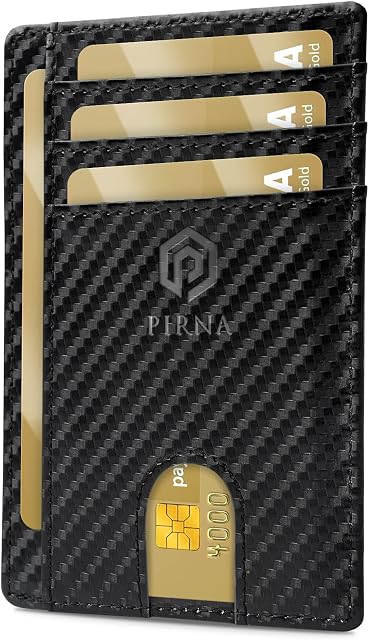 Portfel Męski Slim, Smukły, Lekki, Minimalistyczny Etui na Karty, Blokowanie RFID, Portfel Damski Mały, Small Wallet, Świetny Pomysł na Prezent Pudełko - Włókno Węglowe