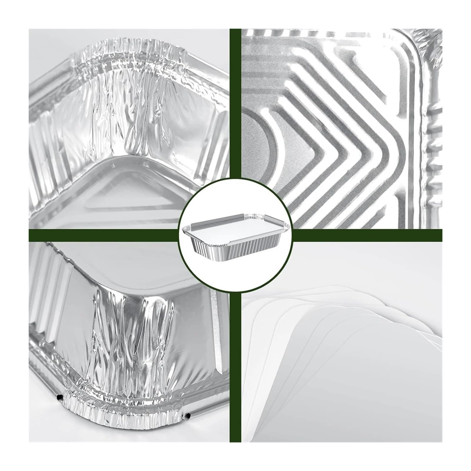 Pentole in alluminio usa e getta da 15 pezzi con coperchi Per Cucina | Contenitori for alimenti in alluminio con coperchi for cucinare, riscaldare, conservare