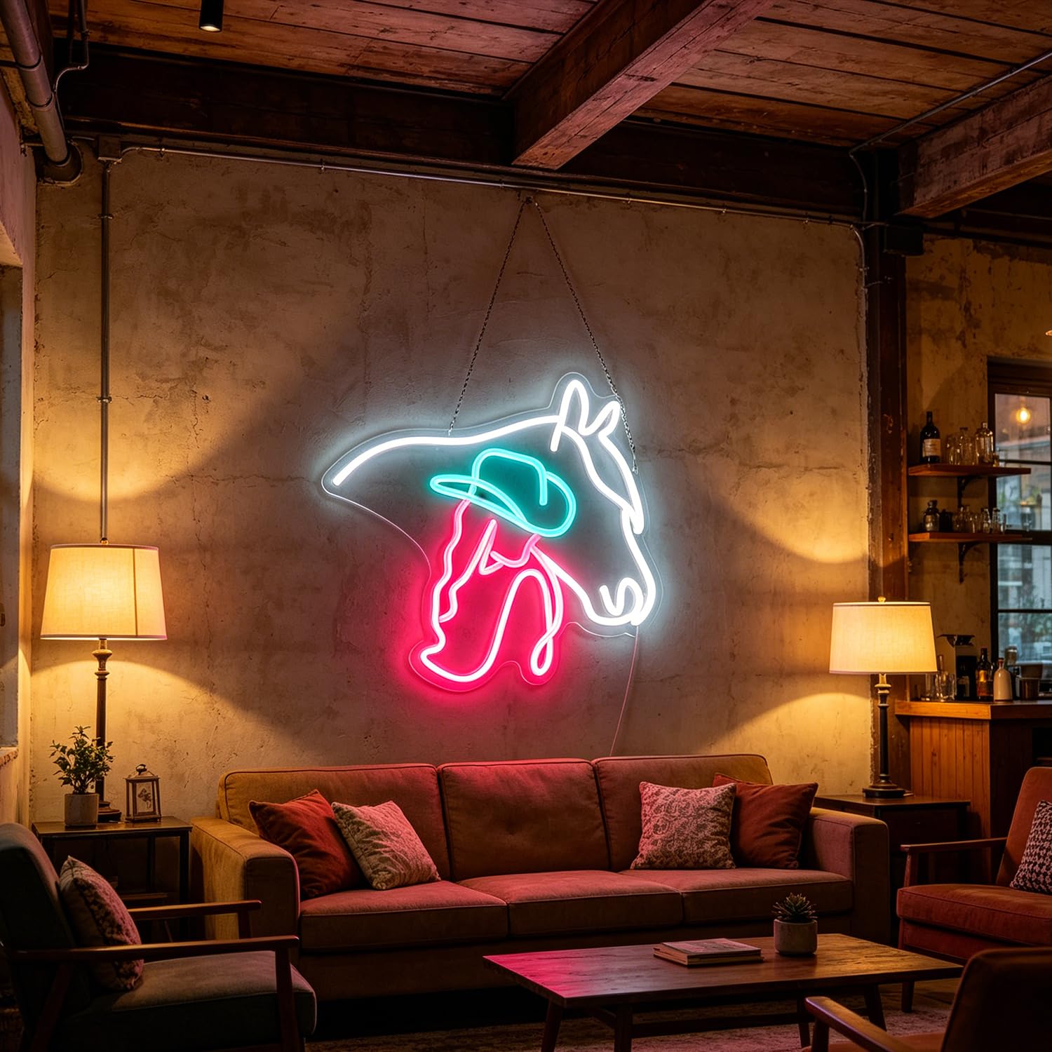 Letrero de neón de caballo de vaquera, luz de neón, luz LED de señora de caballo, señal LED de vida de campo, decoración de pared de habitación de vaquero, letrero de luz de neón para sala de juegos