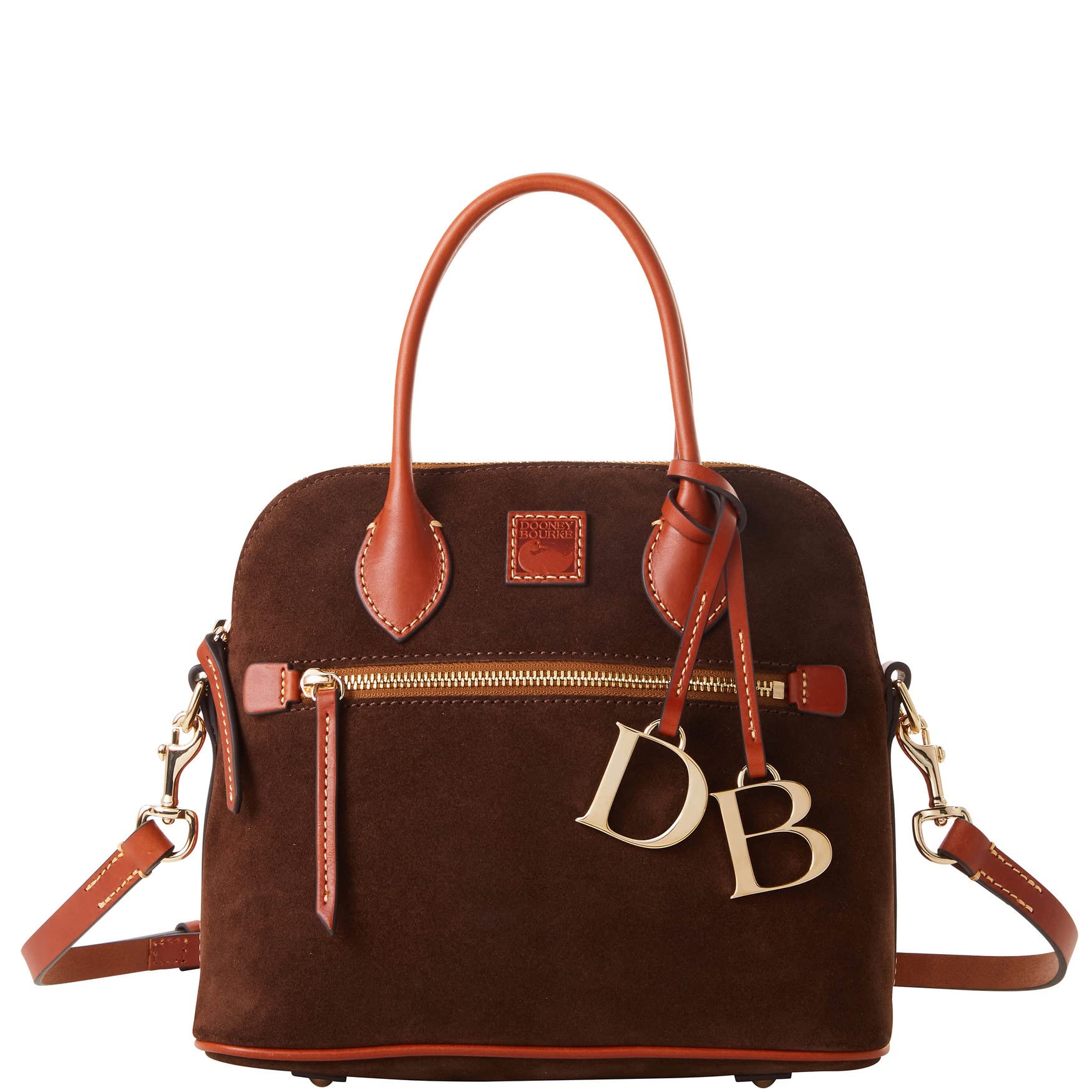 Dooney & Bourke Handbag, Suede Domed Satchel - Brown