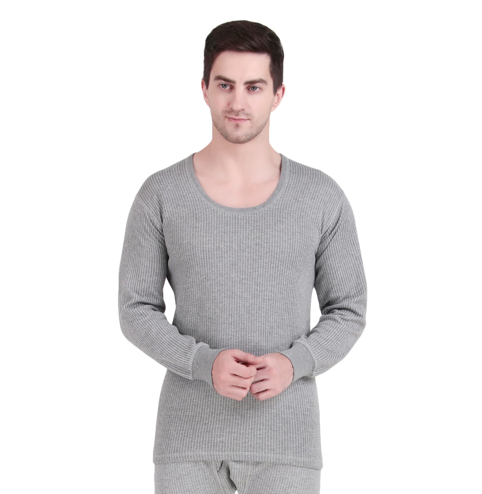 hap Kings Men Quilted Thermal : Round Neck Top (Light Grey)/Body Warmer/Inners-picture-27