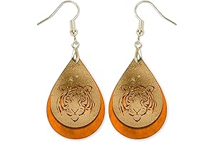Clemson Earrings: Tiger Orange and Gold Teardrop Dangles