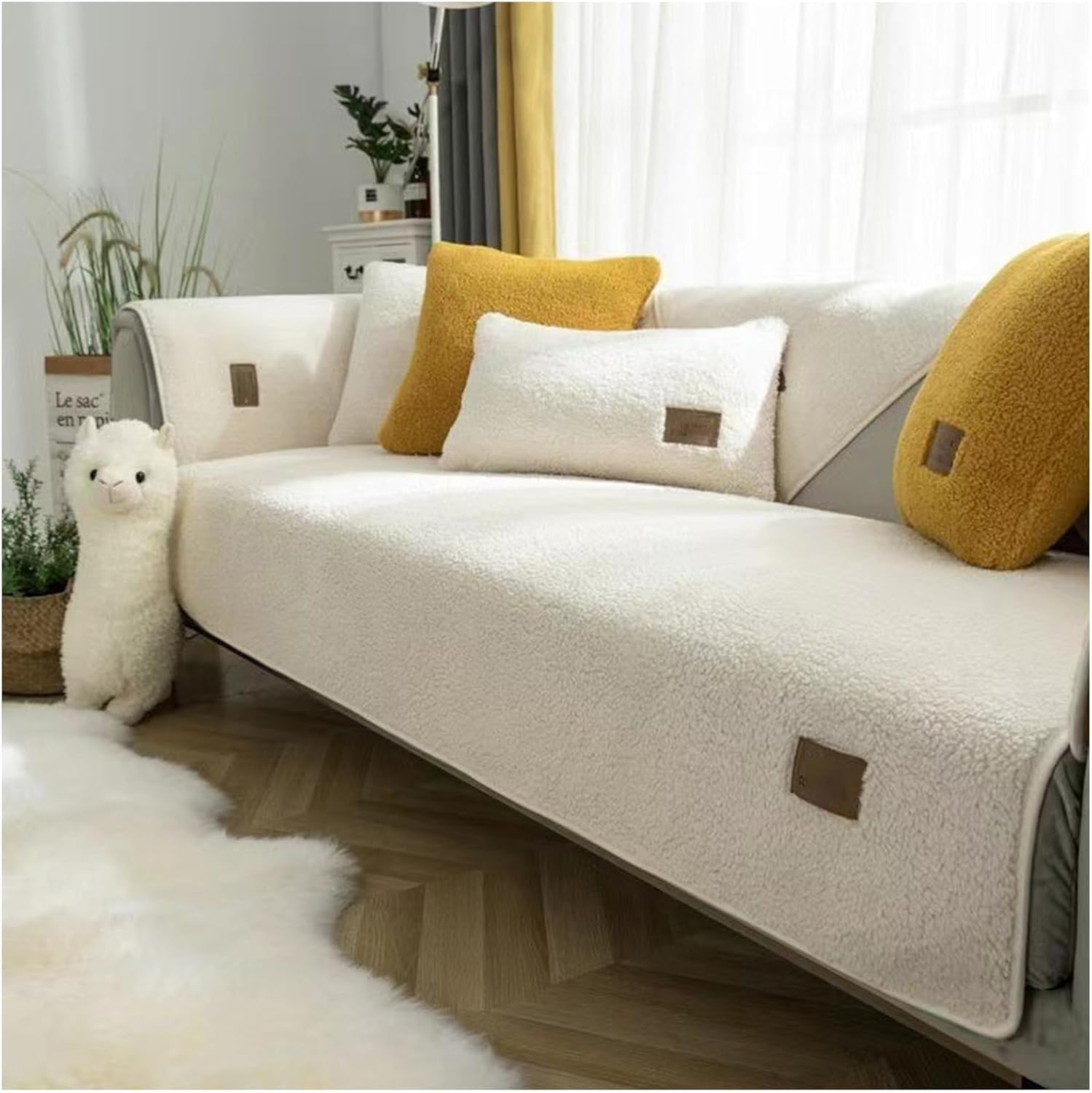 Amazon.com: Funny Fuzzy Couch Covers for Sofa, Thick Fuzzy Sherpa Fleece Non-Slip Sofa Cover ...
