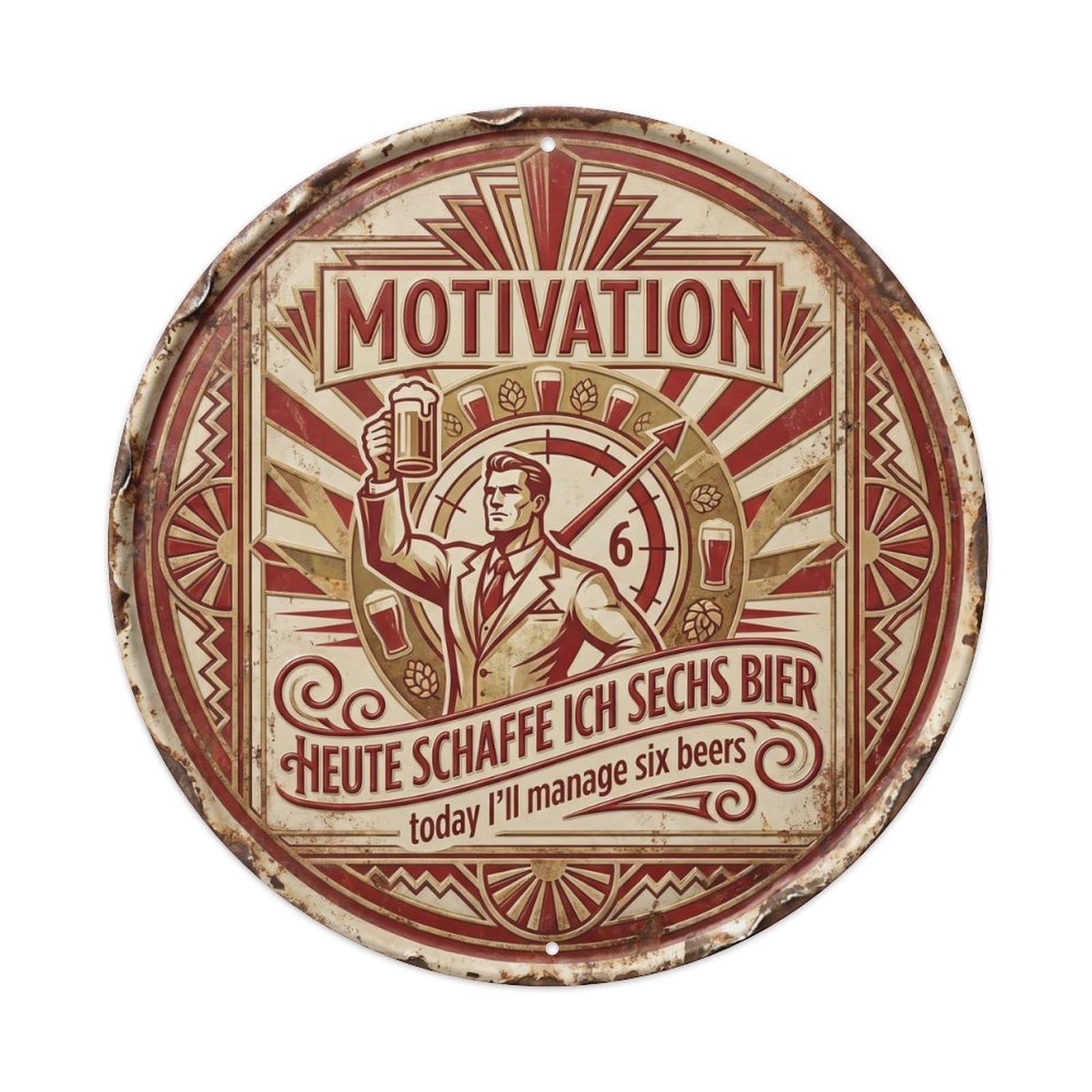 Vintage Bar Style Motivation Humorous Mancave Motivation Metal Tin Sign Plaque Wall Decor for Cafe, Club, Garden Round Metal Poster 8x8Inch