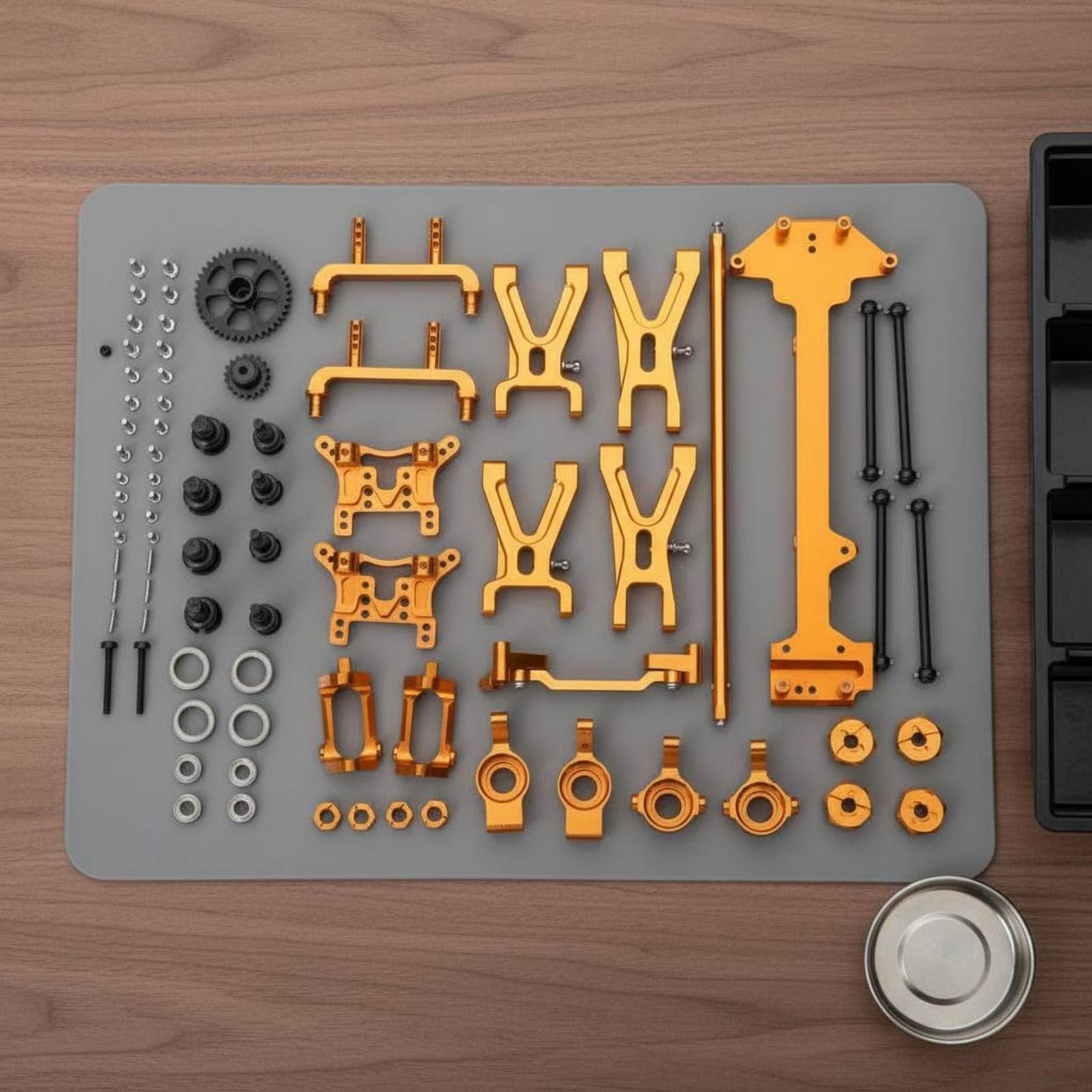 Rc Vehicle Components Kit Componenti Rc Metallo Accessori Ammortizzatori Trasmissione Cuscinetti Anteriori CNC per Ridurre Giochi E Vibrazioni Adatto, Oro