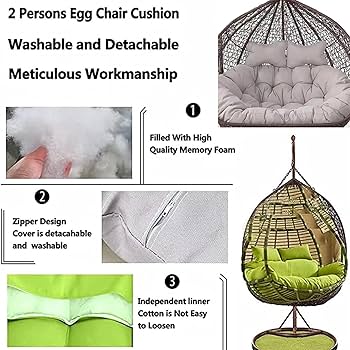 Amazon.com : 2 Seater Egg Chair Swing Cushion Outdoor, 2 Person