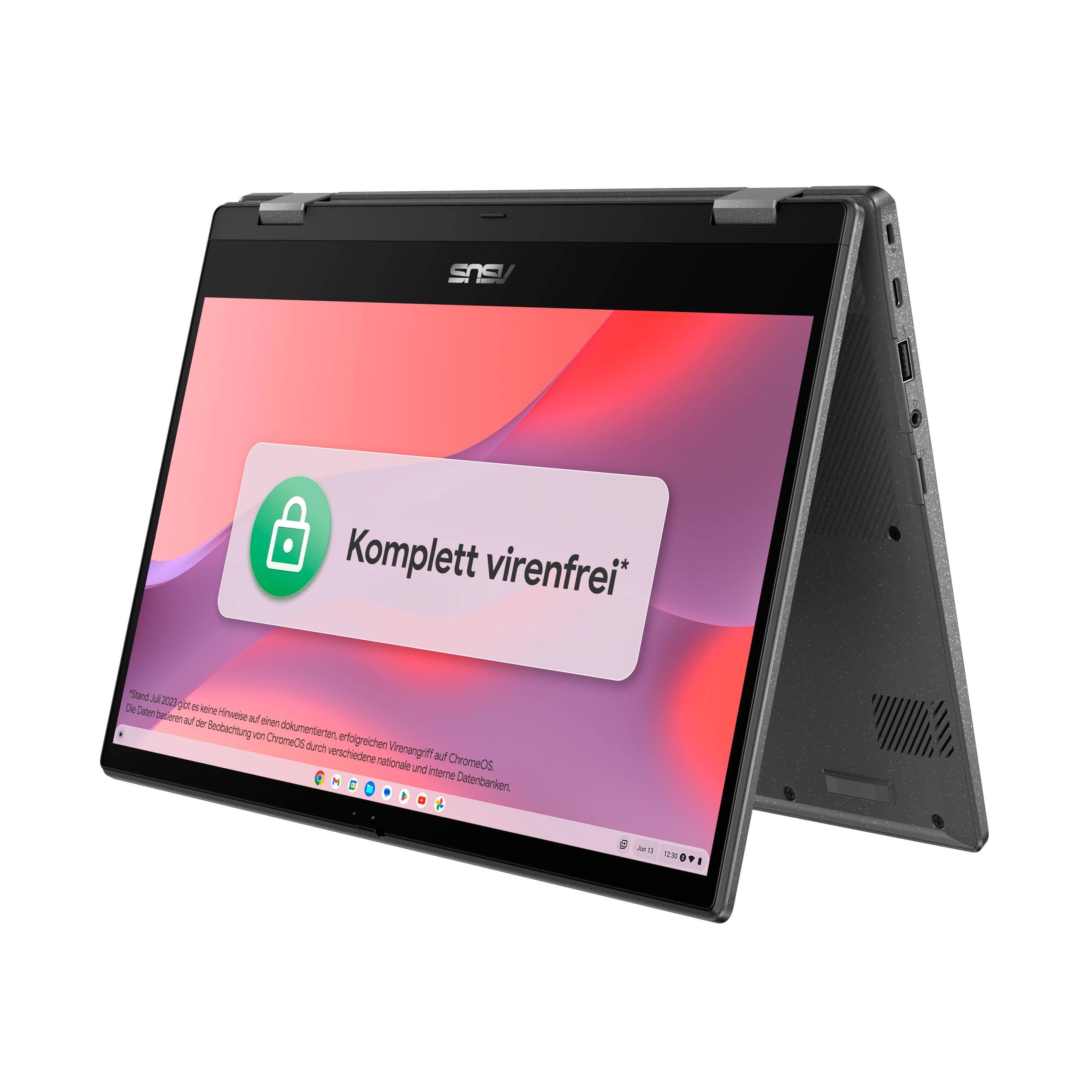 ASUS Chromebook Flip CM1 - Ordenador portátil, pantalla táctil de 14" FHD IPS, MediaTek Kompanio 510, 8 GB de RAM, 128 GB eMMC, Arm G52 MC2, ChromeOS, teclado QWERTZ, Gris Gravity
