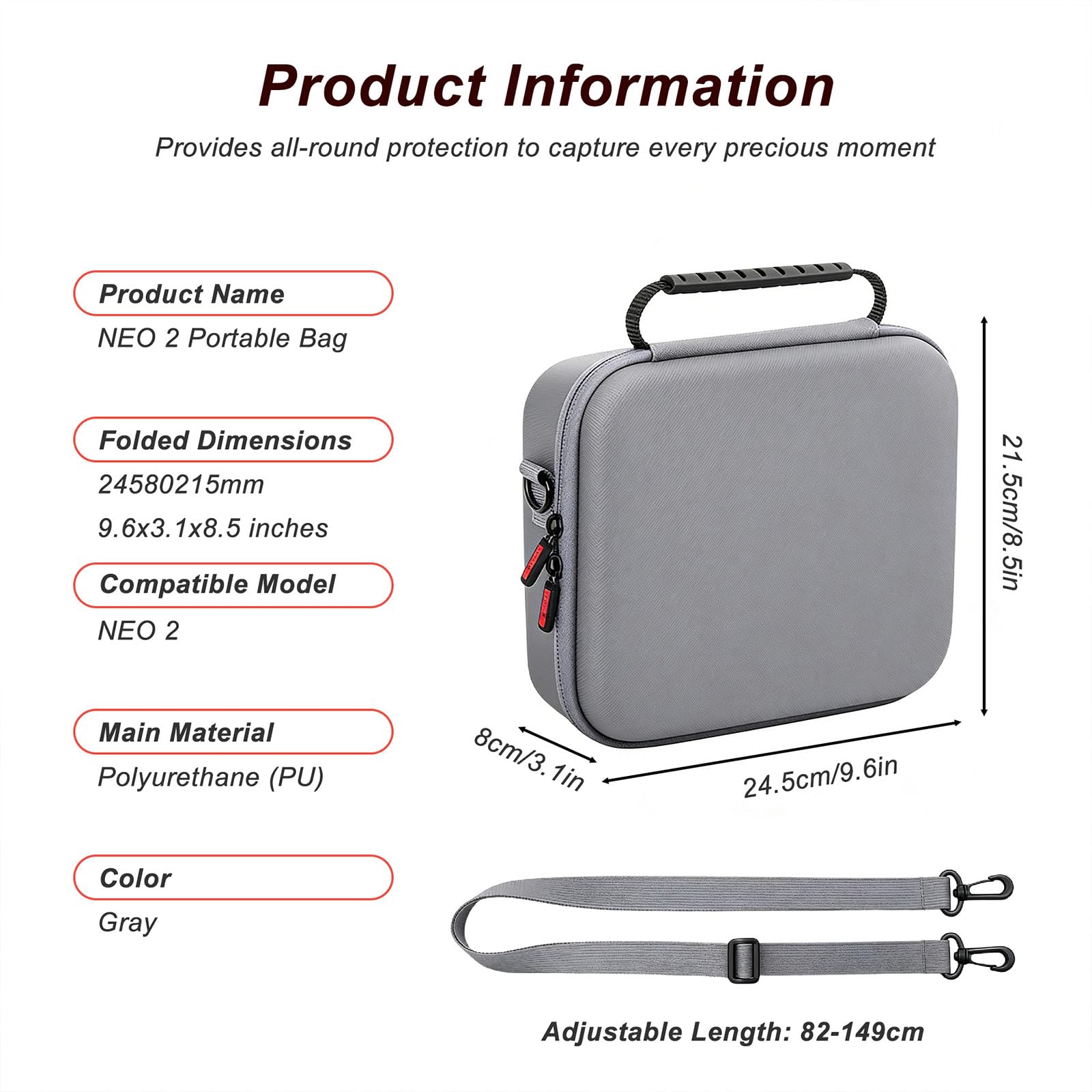 Case do Neo 2, Przenośna torba transportowa PU do DJI Neo 2 | z paskiem na ramię do DJI Neo 2 Drone Accessories