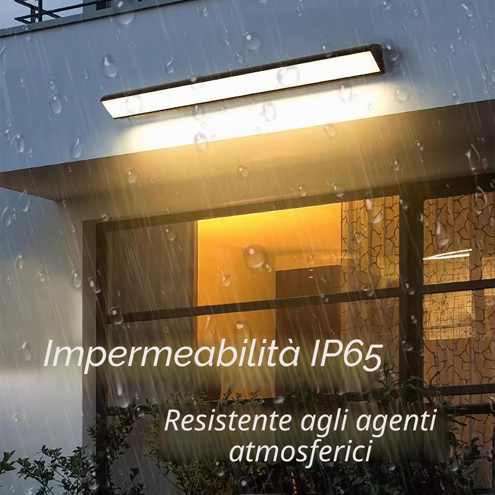 LED Applique da Parete Esterno/Interno Lampada da Parete Esterna con Sensore Movimento IP65 Impermeabile Nero Lunga Plafoniera da Esterno Luce da Parete Per Villa Terrazzo (Luce Neutra,40cm)