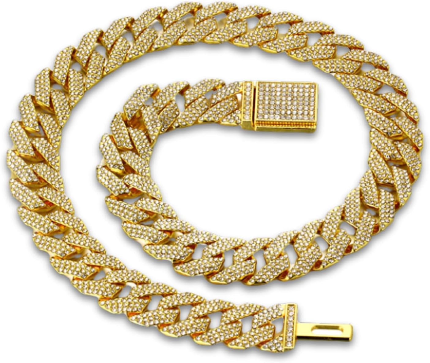 Halukakah Diamond Gold Chain for Boys,18k Real Gold/Platinum Plated Fully Iced Out 15MM Miami Cuban Link Chain Necklace or Bracelet,Lab Diamond Prong Set,Present for Son,Nephew,Friend,Brother