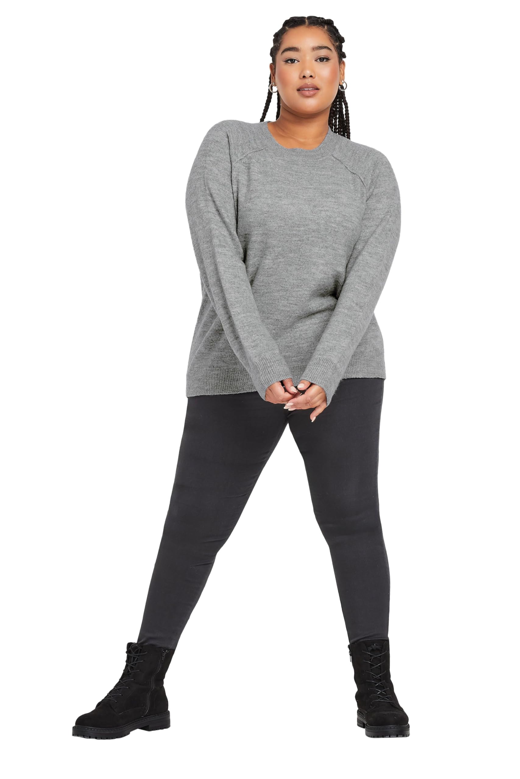 Yours Women's Grey Curve Soft Touch Knitted Jumper - Plus Size Curve