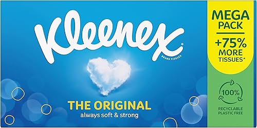 Miniatura 9 de Kleenex Pañuelos originales, Mega Pack  1,344 hojas (12 cajas x 112 hojas)  Siempre suave y fuerte para el uso diario  Ahora 75% más pañuelos en una