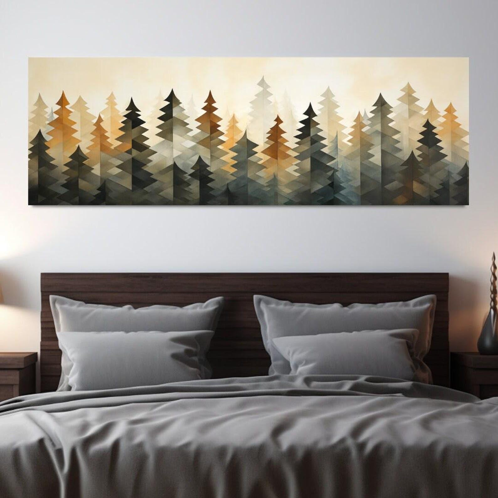 Xbtykpb Frameless Long Horizontal Tall Tree Wall Art, Horizontal Wall Art, Narrow Wall Art, Tall Thin Canvas Wall Art, Abstract Painting(45X135cm/Frameless)
