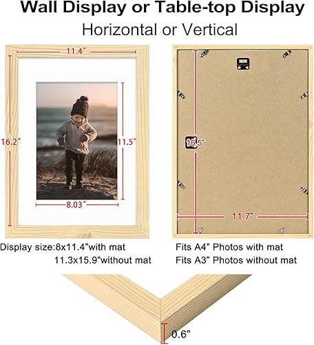 Vista 65 de KINLINK Juego de 2 portarretratos de 6 x 8 pulgadas, marco de fotos de madera mate de 4 x 6 pulgadas con plexiglás para 4 x 6 con paspartú o 6 x 8