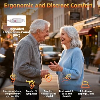 Rechargeable Hearing Aids for Seniors Moderate Severe Hearing Loss, 16-Channel Digital OTC Hearing Aid with Noise Reduction 3 Modes 8 Volume Control Auto-On/Off/Memory Long-Lasting Battery