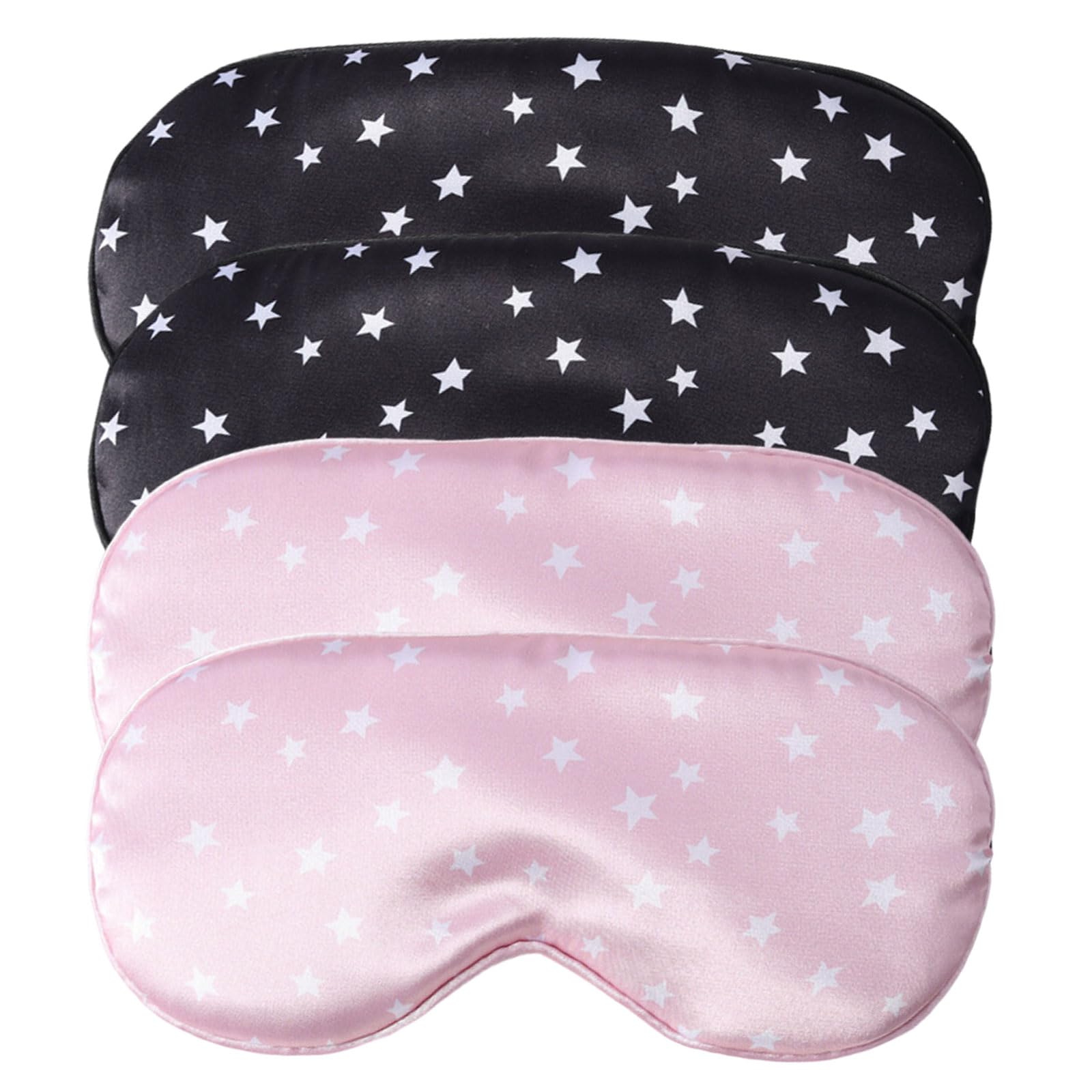 UILYNIU 4 Piezas Antifaz para Dormir, Suave MáScara de Dormir para Mujer y Hombre, Suave & Cómodo Seda Máscara, Máscara para Dormir Ultrasuave Transpirable Antiluz con Correas Ajustables (Negro, Rosa)
