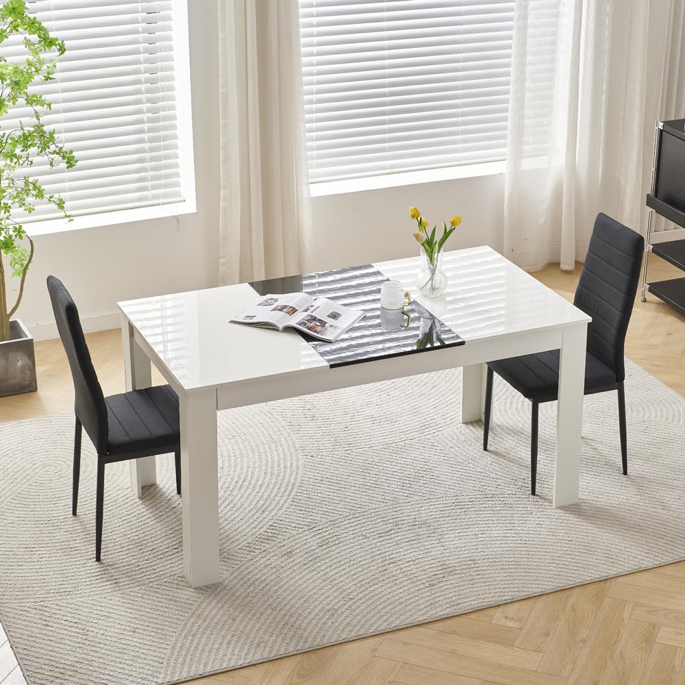 Homullel 150 cm Dining Table and 2 Chairs, 2 Seater Table and Chairs Set, Kitchen Dining Room Set for 2, Compact, Space Saving (Linen Black, 150cm, 2 Seats)