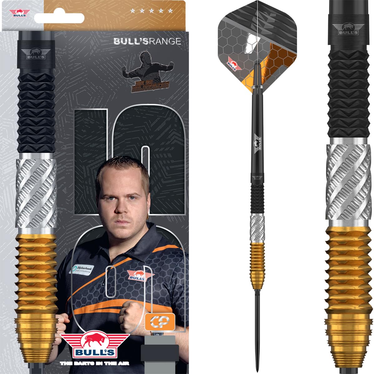 Bull's Dirk Van Duijvenbode 95% Tungsten Steel Darts - Professional Darts with Shark Grip, DNA Grip & Delta Grip - CP Point System - 24 g