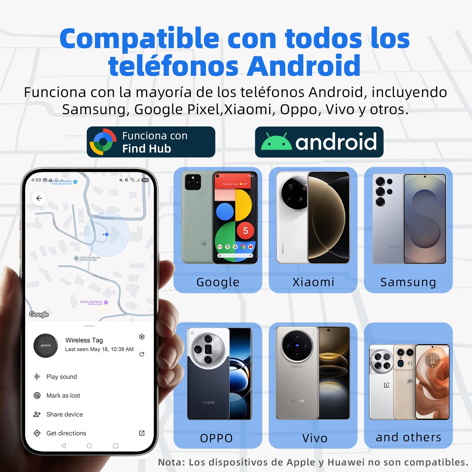 Android Smart Tracker Tag,Google Localizador Funciona con Find Hub App (SÓLO Android),Bluetooth Key Finder para Llaves,Bolsas,Equipaje,Mascotas y Mochila,Impermeable IP67，Batería Reemplazable,4 Negro — view 2