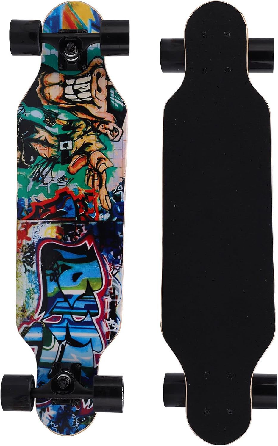 Longboard, Kids Skateboard Cruiser Skateboards, 8 Layers of Northeast Maple, Heat Transfer Pattern, for Commuting, Cruising, Carving & Downhill Riding, for Beginners,Teens &