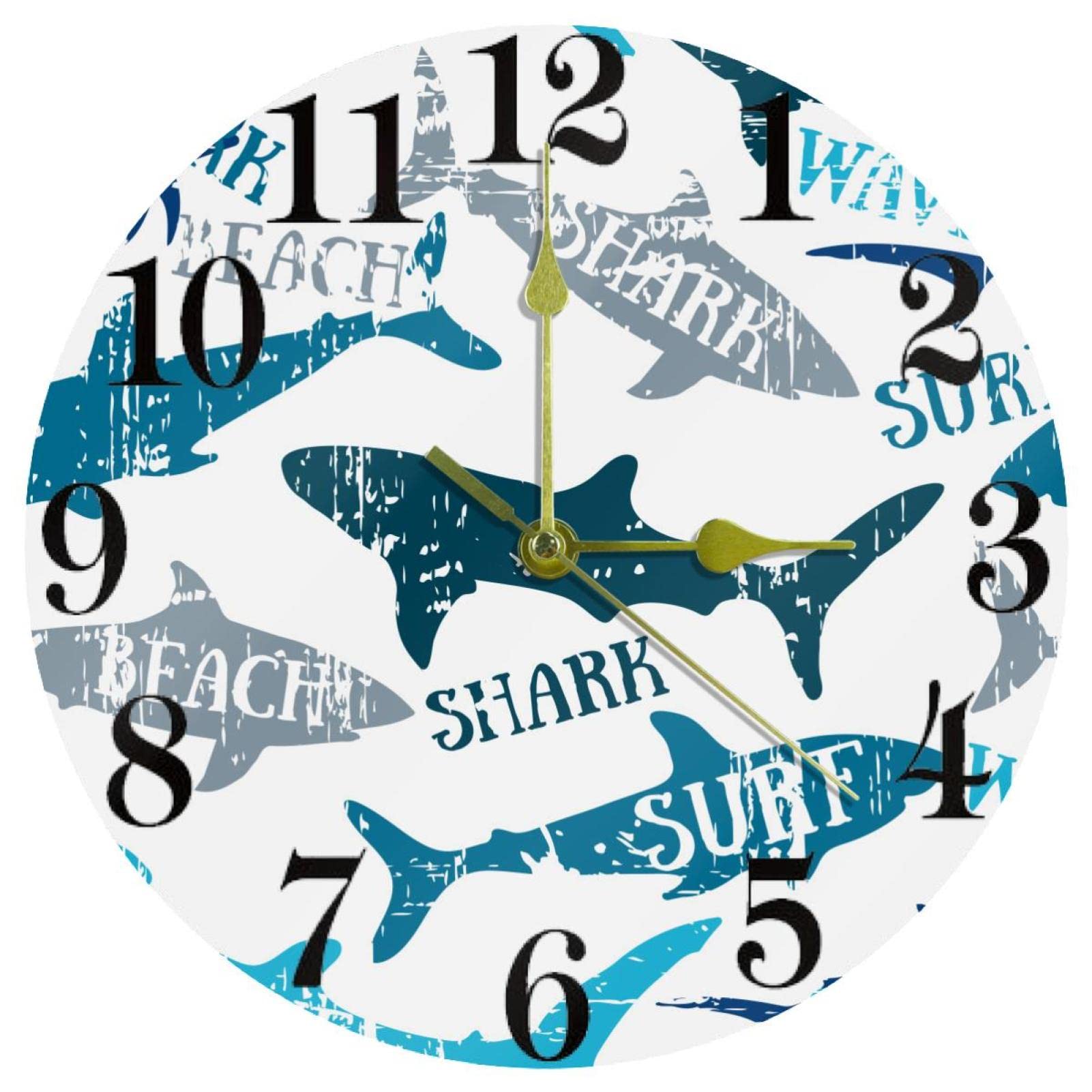 Horloge murale blanche Shark Surf anti-bruit pour retrouver le sommeil
